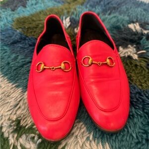 Red Loafers with Gold Buckle